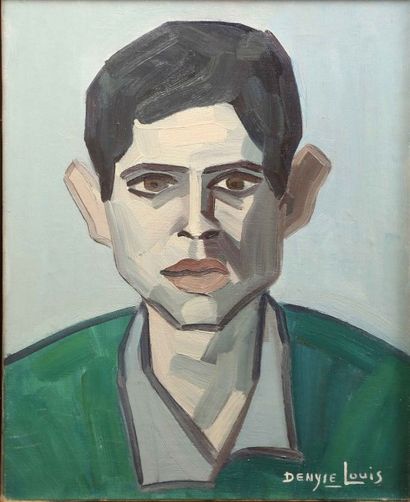 Denyse LOUIS (1913-1985) Portrait du jeune homme à la veste verte
Huile sur toile...