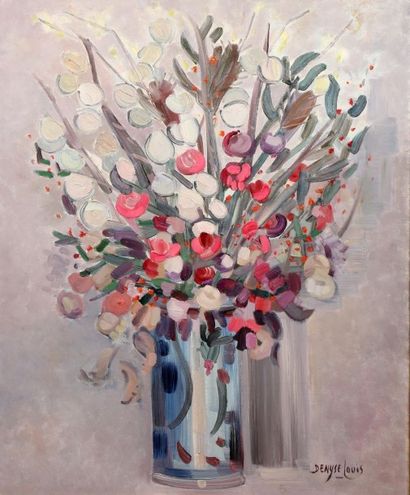 Denyse LOUIS (1913-1985) Les fleurs blanches
Huile sur toile signée en bas à droite.
73...