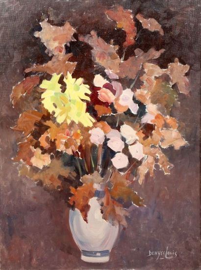 Denyse LOUIS (1913-1985) Bouquet d'automne aux fleurs jaunes
Huile sur toile signée...