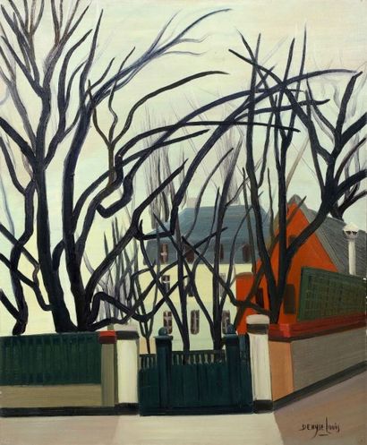 Denyse LOUIS (1913-1985) La maison dans les arbres
Huile sur toile signée en bas...