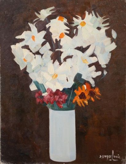 Denyse LOUIS (1913-1985) Bouquet de fleurs blanches
Huile sur toile signée en bas...