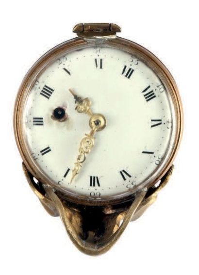 null Mouvement de montre à verge signé ‘Menu à Paris', vers 1720, avec coq en argent...
