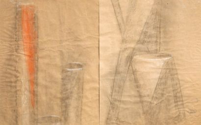 Jean LAMBERTRUCKI (1888 - 1967) Composition Fusain et craie sur papier bis 46 x 72...