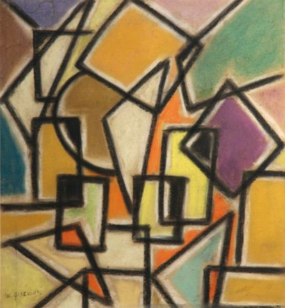 Werner GISEVIUS (XXème siècle) Composition abstraite Pastel sur papier,signé en bas...