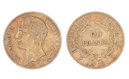 null FRANCE, CONSULAT (1801-1804).
40 f. Bonaparte, an 12 Paris. G 1080.
TTB