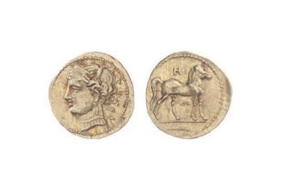null ZEUGITANE, Révolte Lybienne (241-238).
Demi shekel d'or (3,83 g.) à la tête...
