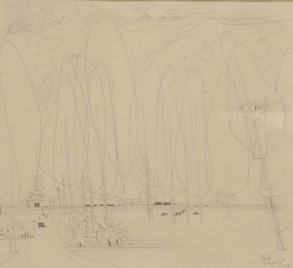Paul CHARLOT (1906-1985) 
Les cyprès
Crayon signé en bas à droite et daté 53.
14...