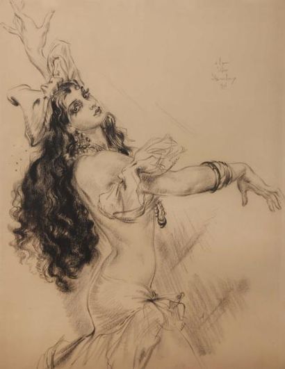 Nicolas STERNBERG (1901 - vers 1958) * Danseuse catalane
Dessin au fusain signé en...