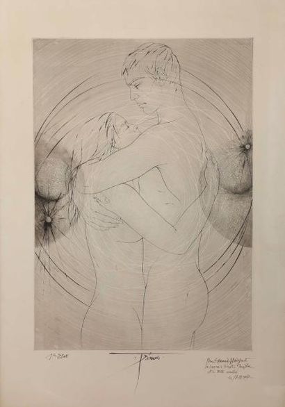 Pierre - Yves TREMOIS (né en 1921) 
COUPLE. 66,5 x 46, 5 cm. Pointe sèche. Epreuve...