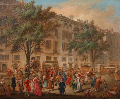 MOULINNEUF Etienne 
Marseille 1706 - 1789
Le Cours de Marseille en 1786
Huile sur...