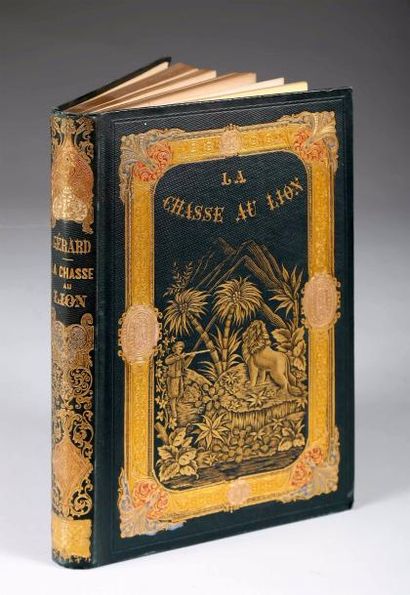 GÉRARD (Jules) La Chasse au lion. Paris, Librairie nouvelle, 1855. In-8, cartonnage...