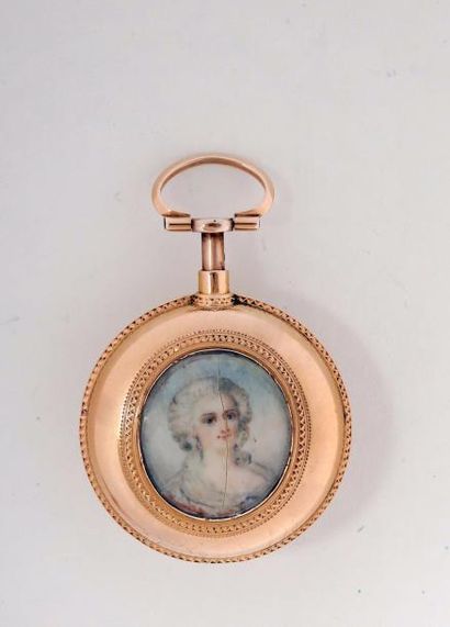 null Montre à verge en or signée "Fettiner à Paris", vers 1770.
Cadran en émail blanc...