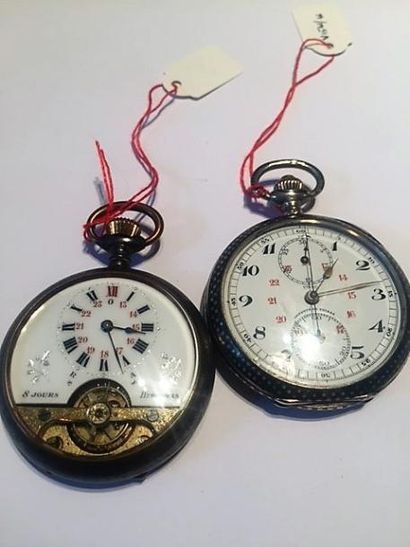 null Deux montres, une "Hebdomas 8 jours" avec cadran à 24 heures, et une "chronographe...