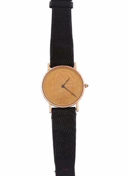 null "Coin-watch" en bracelet. Mouvement suisse "ETA 2517" probablement de Blancpain,...