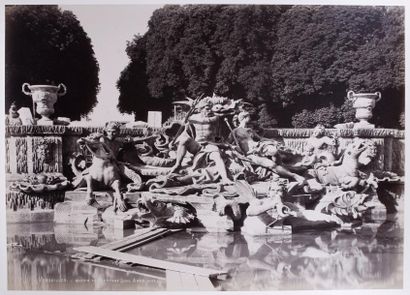 Pierre Lampué (1836-1924) Bassin de Neptune à Versailles, vers 1885, 4 épreuves albuminées,...