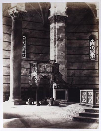 Frères Alinari Pise, intérieur du Baptistère, vers 1856, tampon "Presso Bardi", épreuve...