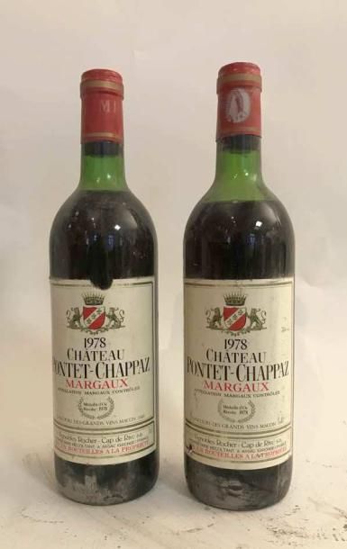 null 2 bouteilles CHÂTEAU PONTET CHAPPAZ - Margaux 1978 - Niveaux haute et mi ép...