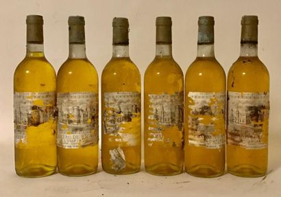 null 6 bouteilles CHÂTEAU de RICAUD - LOUPIAC 1975 - Etiquettes très abimées, niveaux...