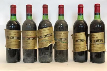 null 6 Bouteilles CHÂTEAU BRANE CANTENAC 2éme GCC - Margaux: 2 bouteilles de 1973...