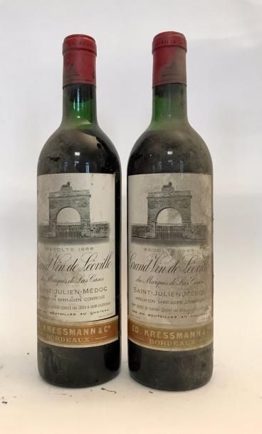 null 2 bouteilles CHÂTEAU LEOVILLE LAS CASES 2éme GCC - St. Julien 1966 - Niveaux...