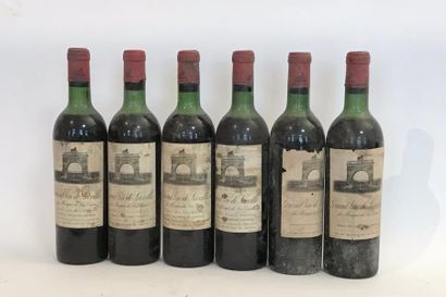 null 6 bouteilles CHÂTEAU LEOVILLE LAS CASES 2éme GCC St. Julien 1966. Etiquettes...