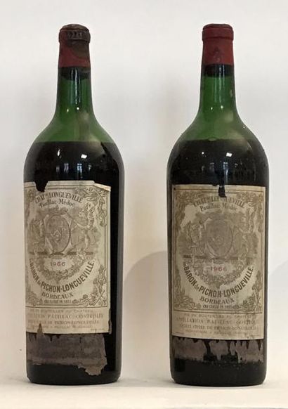 null 2 Magnums CHÂTEAU PICHON BARON DE LONGUEVILLE 2éme GCC Pauillac 1966 - Etiquettes...