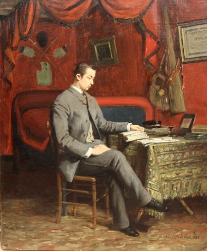 Louis BEROUD (1852-1930) Le lauréat. Huile sur toile signée en bas à droite et datée...