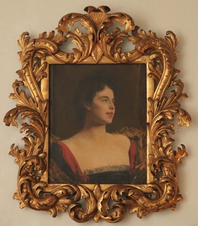 CONSTANT Benjamin (1845-1902) Portrait de Isabelle Nenot. Huile sur toile signée...