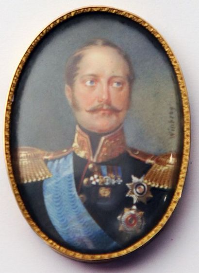 WINBERG Iwan et son atelier (1798-1851) Portrait du Tsar Nicolas Ier. Miniature ovale...