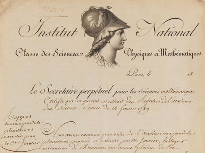 null COPIE CERTIFIeE DU RAPPORT FAIT LE 14 FeVRIER 1789 PAR LE GENTIL, JEAN BAPTISTE...