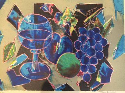 TONY AGOSTINI (1916-1990) Nature morte à la grappe de raisin
Epreuve d'artiste, signée...