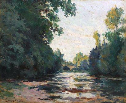 Maximilien Luce (1858-1941) 
Les bords de la Loire, 1906
Huile sur toile.
Signée...