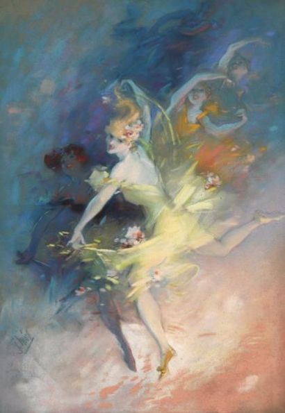Jules CHÉRET (1836-1932) 
La Danse
Pastel, signé en bas à gauche.
65 x 46 cm
Provenance:
-...