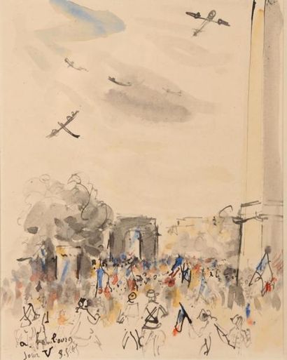 André HAMBOURG (1909-1999) «Le Jour V»
Aquarelle, signée, titrée et datée «8.5.45»...