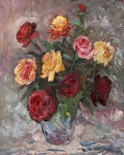 Nandor VAGH WEINMANN (1897-1978) 
Bouquet de roses
Huile sur toile, signée en bas...