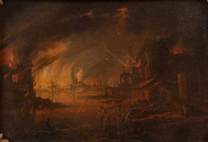 ECOLE HOLLANDAISE Première Moitié du XVIIIe siècle 1 - L'Incendie de Troie
Huile...