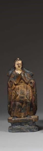 null Vierge debout Début XIXe s.
H: 26 cm
Avant-bras manquants Statuette en bois...