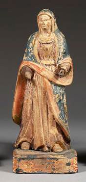 null Vierge debout.
Début XIXe siècle
H: 24,5 cm.
 
Statuette en bois sculpté polychrome...