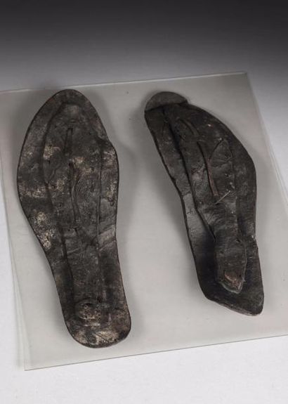 null Paire de sandales Cuir Epoque Romaine ou Gallo-Romaine, IIème-IIIème siècles...