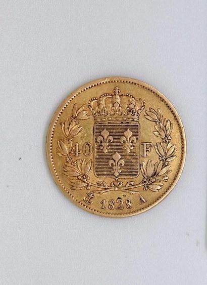 null CHARLES X (1824-1830). 40 francs, 1828 Paris. TTB.