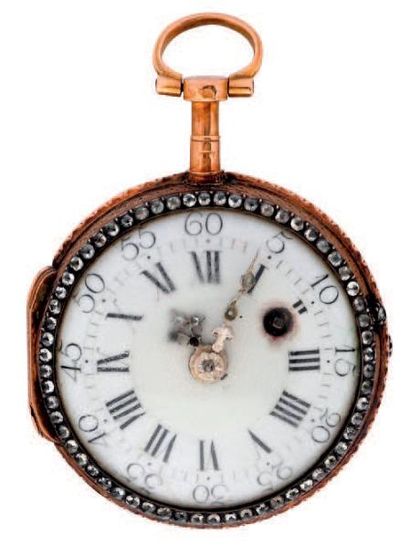 null Petite montre à verge en or émaillé signée 'Romilly à Paris ', vers 1775.
Cadran...
