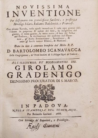 SCANAVACCA, Bartolemeo Novissima inventione per disegnare...horologi solari, italiani,...