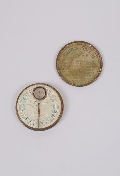 null Un cadran solaire horizontal de poche avec couvercle à vis, Angleterre, XVIIIe...