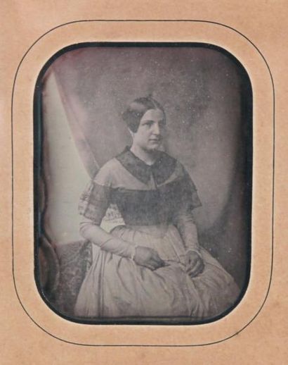 Sabatier Blot (1801-1881) Portrait de jeune fille.Vers 1845. Daguerréotype d'époque,...