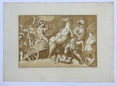 SCACCIATI, Andrea II (1725-1771). ‘La Bataille au chariot', d'après Giulio Romano....