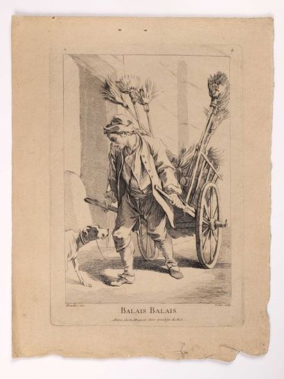 LEBAS d'après Boucher. ‘Balais, Balais', Paris Huquier. Eau-forte, 282 x 192 mm.