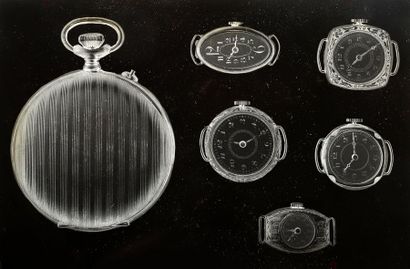 null Seize plaques de verre photographiques de montres. Années 1930.