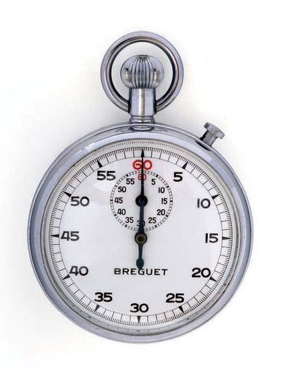 null Compteur de secondes signé 'Breguet' en métal poli, années 1950.D. 49 mm. A...
