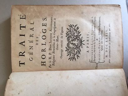 ALLEXANDRE, Jacques. Traité général des horloges, Paris 1734. In-8°, pl basane très...