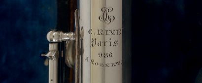 null Flûte traversière en argent signée (corps) ‘C. Rive à Paris 986 A. Robert Succr';...